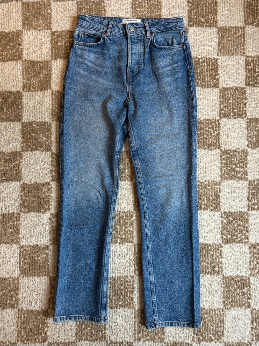 Reformation Cynthia High Rise Straight Long Jean in Colorado size 26